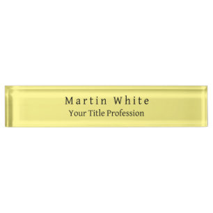 Light Yellow Plain Elegant Professional Modern Nameplate