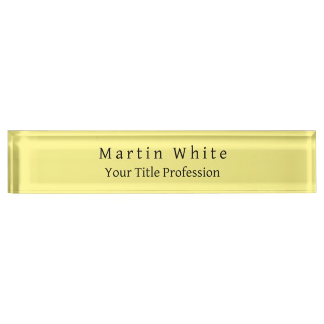 Light Yellow Plain Elegant Professional Modern Nameplate (Front)