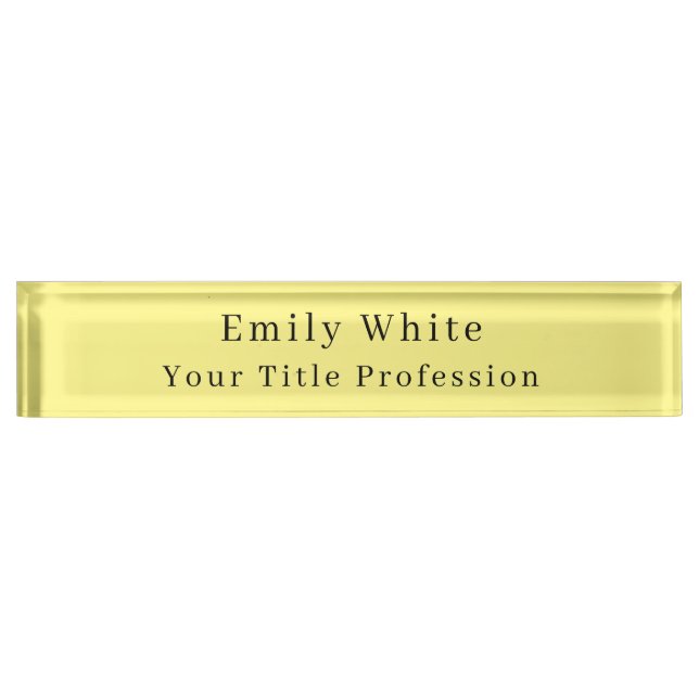 Light Yellow Plain Elegant Professional Modern Nameplate (Front)