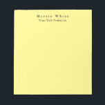 Light Yellow Plain Elegant Professional Modern Notepad<br><div class="desc">Simple,  modern,  minimalist design for companies. This template can be customised to meet all professional occupations.</div>
