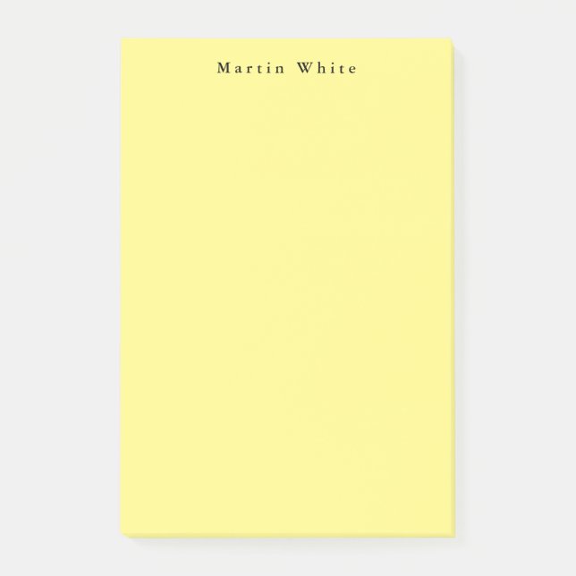 Light Yellow Plain Elegant Professional Modern Post-it Notes (Front)