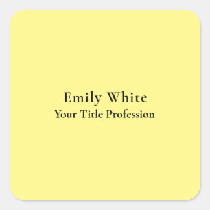 Light Yellow Plain Elegant Professional Modern Square Sticker