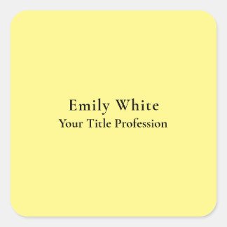 Light Yellow Plain Elegant Professional Modern Square Sticker