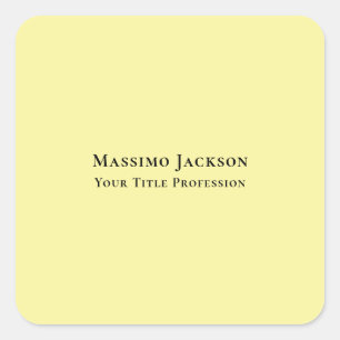 Light Yellow Plain Elegant Professional Modern Square Sticker