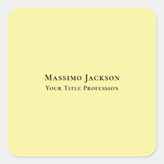 Light Yellow Plain Elegant Professional Modern Square Sticker