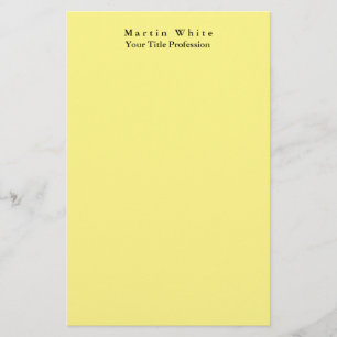 Light Yellow Plain Elegant Professional Modern Stationery