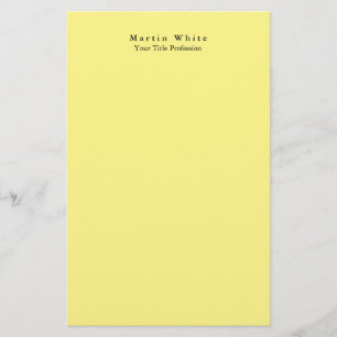 Light Yellow Plain Elegant Professional Modern Stationery