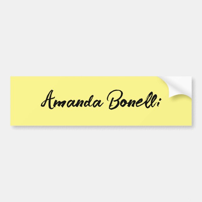 Light Yellow Plain Simple Minimalist Calligraphy Bumper Sticker (Front)