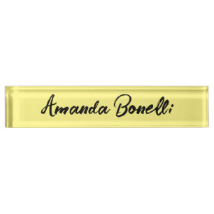 Light Yellow Plain Simple Minimalist Calligraphy Nameplate