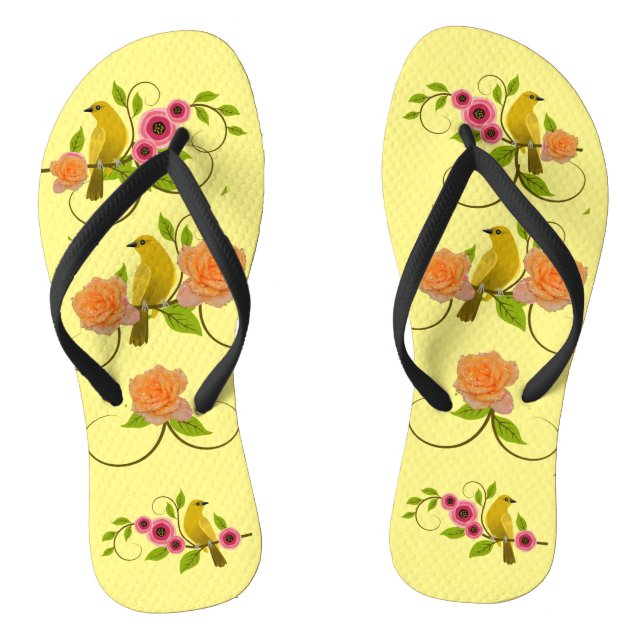 Light Yellow  Pool Beach Flip Flops (Footbed)