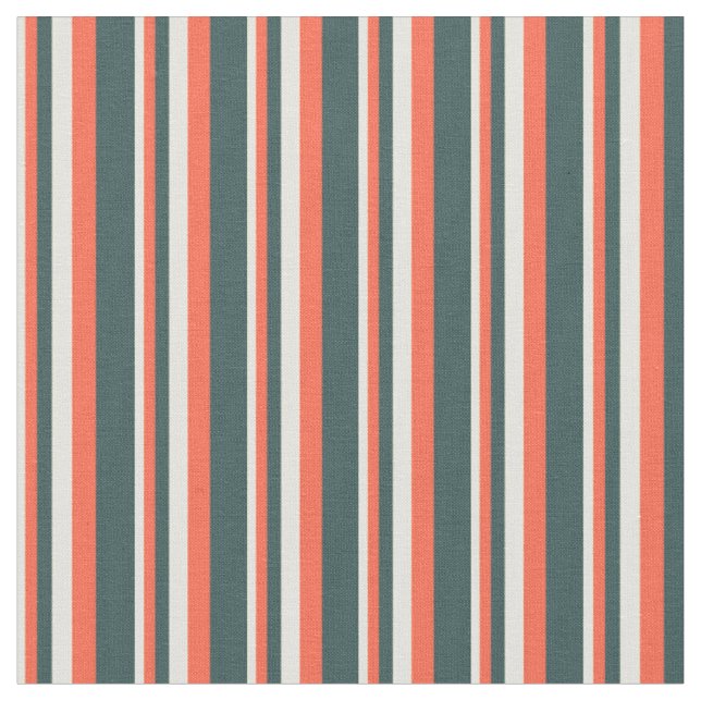 Light Yellow, Red, and Dark Slate Grey Lines Fabric (Close Up)