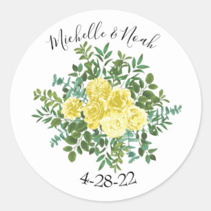 Light Yellow Rose Vintage Spring Wedding Classic Round Sticker