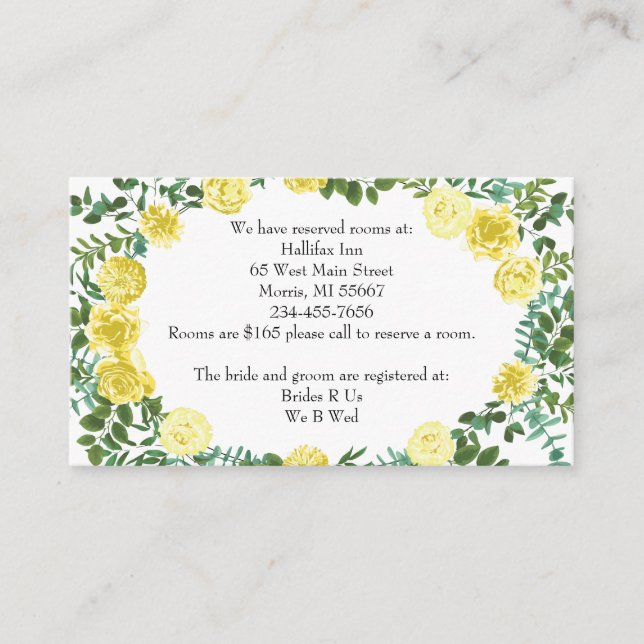 Light Yellow Rose Vintage Spring Wedding Enclosure Card (Front)