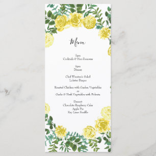 Light Yellow Rose Vintage Spring Wedding Menu