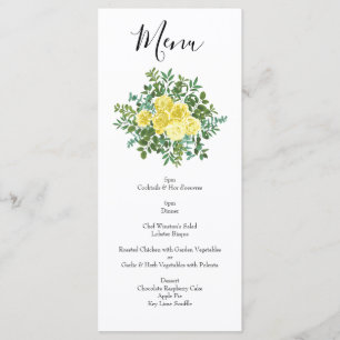 Light Yellow Rose Vintage Spring Wedding Menu