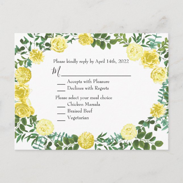 Light Yellow Rose Vintage Spring Wedding Postcard (Front)