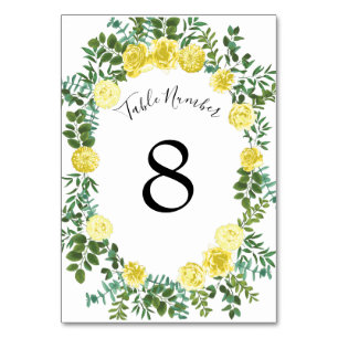Light Yellow Rose Vintage Spring Wedding Table Number