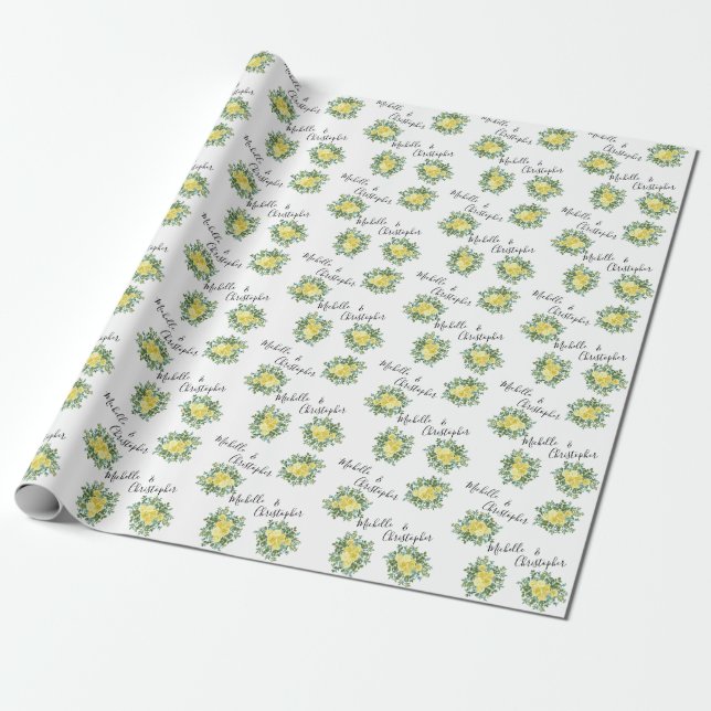 Light Yellow Rose Vintage Spring Wedding Wrapping Paper (Unrolled)