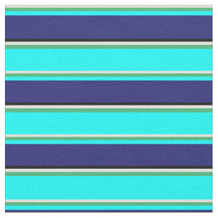 Light Yellow, Sea Green, Cyan, Blue & Black Fabric