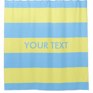 Light Yellow Sky Blue Bold H Stripe #3 Monogram Shower Curtain