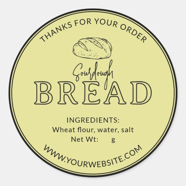 Light Yellow Sourdough Bread Thank You Sticker (Front)