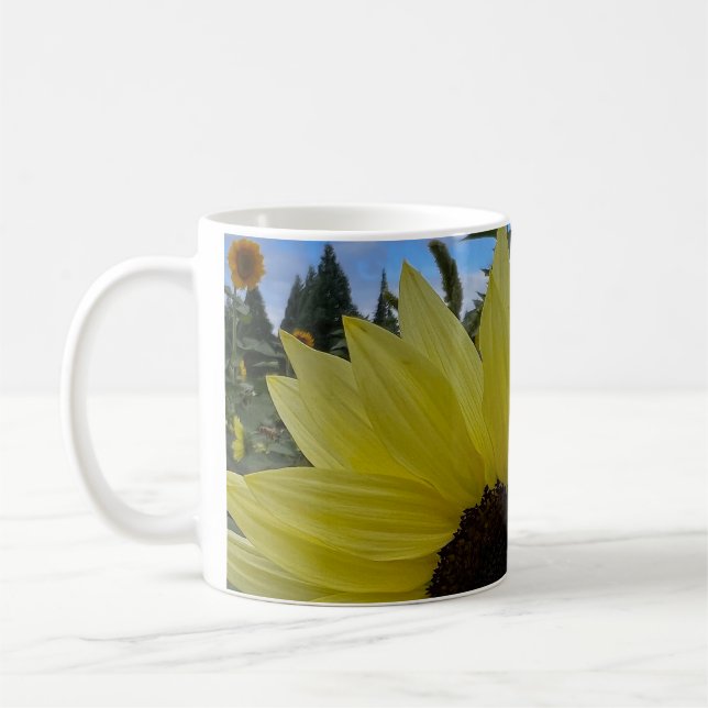 Light Yellow Sunflower & Blue Skies Coffee Mug (Left)