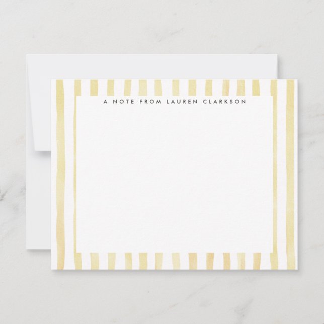 Light Yellow Watercolor Striped Note Card (Front)
