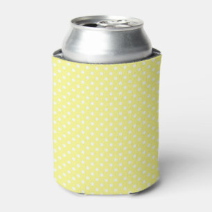 Light Yellow White Polka Dots Pattern Can Cooler
