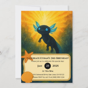 Lightborn Axolotl Glow Birthday  Invitation