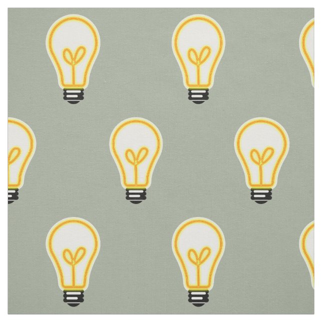 Lightbulb Glowing Bright Yellow Household Bulb Fabric (Swatch)