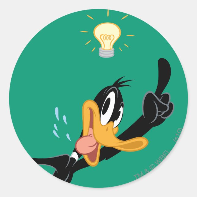 Lightbulb over DAFFY DUCK™'s Head Classic Round Sticker (Front)
