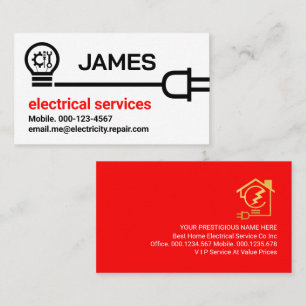 Lightbulb Power Plug Circuit Repair Business Card