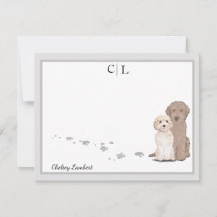 Lightdoodle Labradoodle Dogs Border Monogram   Card