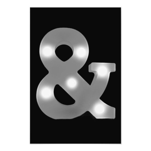 Lighted Ampersand on Black Background Photo Print (Front)