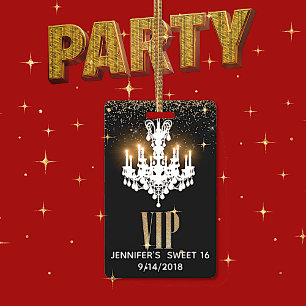 Lighted Chandelier Sweet 16 Party VIP Badge ID Badge