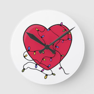 Lighted Heart Round Clock