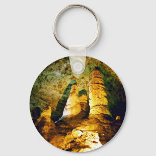 Lighted Interior Of Carlsbad Caverns National Park Key Ring