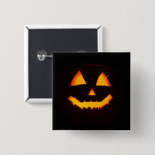 Lighted Jack O Lantern  15 Cm Square Badge