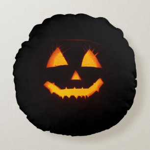 Lighted Jack O Lantern Round Cushion