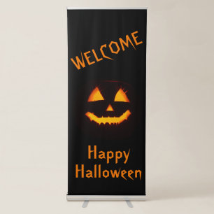 Lighted Jack O Lantern Welcome Retractable Banner