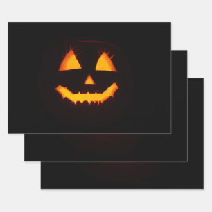 Lighted Jack O Lantern Wrapping Paper Sheet
