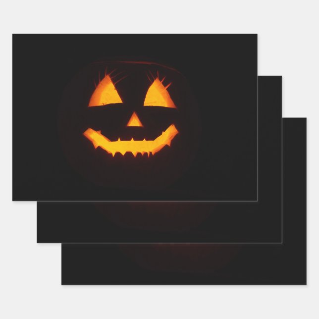Lighted Jack O Lantern  Wrapping Paper Sheet (Set)