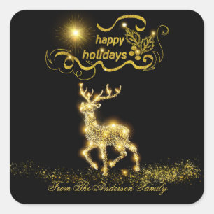 Lighted Reindeer Square Sticker