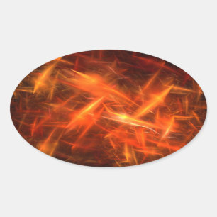 lightening Orange Abstract Fractal Oval Sticker