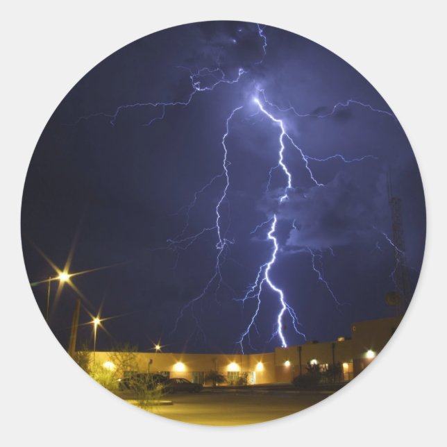 Lightening strike classic round sticker (Front)