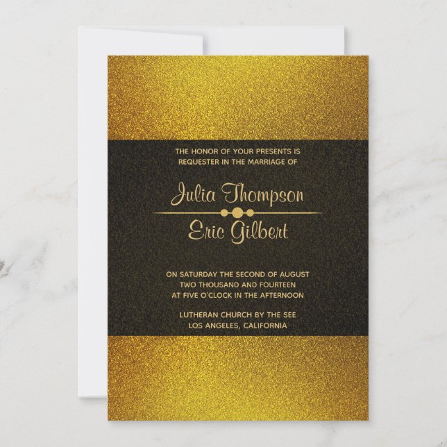 Lighter And Darker Gold Glitter Wedding Invitation (Front)