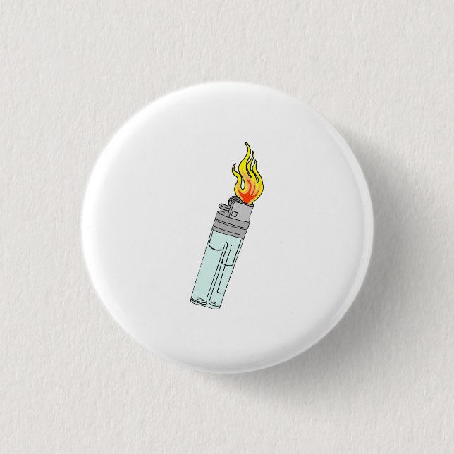 Lighter and flame design 3 cm round badge (Front)