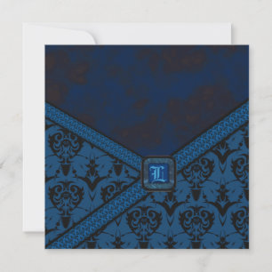 Lighter Blue & Black Goth Lace Wedding Invitation