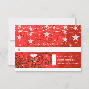 Lighter Red Wedding Under the Stars RSVP Card