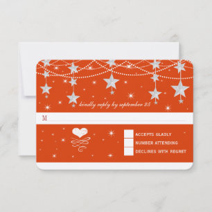 Lighter Red Wedding Under the Stars RSVP Card